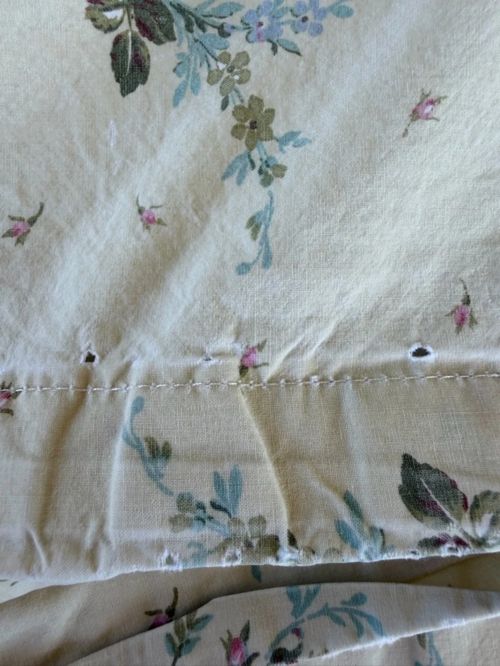 VTG Lauren Ralph Lauren Garden Cove Green Floral Twin Flat Sheet CUTTER CRAFTS
